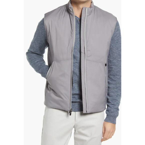 Johnnie-O Jacket Mens Small Full ZIp Fox Steel Gray Puffer Vest Golf NWT - Picture 1 of 10